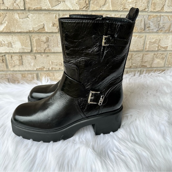 MICHAEL KORS Perry Crinkled Patent Leather Boot Sizr 10M 🌸 - Picture 1 of 16